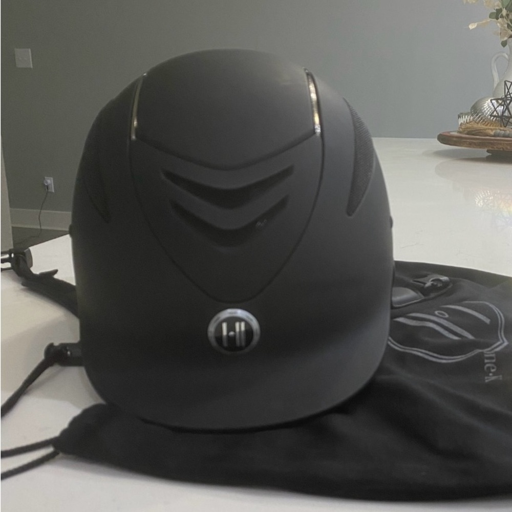 One K Defender equestrian helmet.